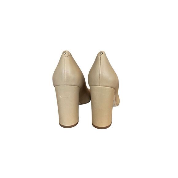 Sam Edelman Womens Cream Stillson Leather Round Toe Block Heel Pump Size 9.5 - Picture 7 of 8